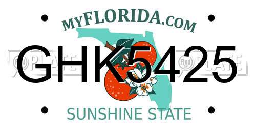 GHK5425 Florida License Plate