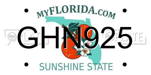 GHN925 Florida License Plate