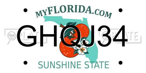 GHQJ34 Florida License Plate