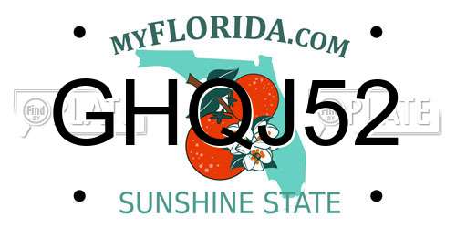 GHQJ52 Florida License Plate