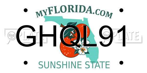 GHQL91 Florida License Plate