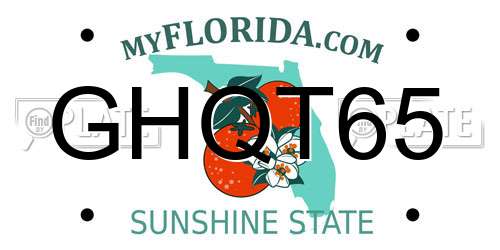 GHQT65 Florida License Plate