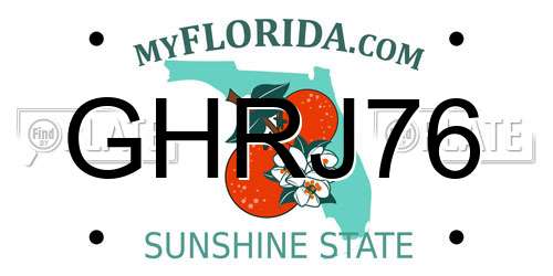 GHRJ76 Florida License Plate