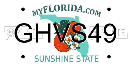 GHVS49 Florida License Plate