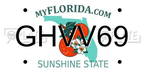 GHVV69 Florida License Plate