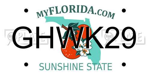 GHWK29 Florida License Plate