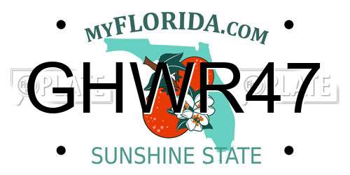 GHWR47 Florida License Plate