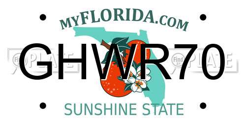 GHWR70 Florida License Plate