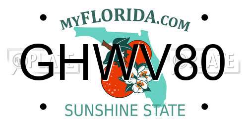 GHWV80 Florida License Plate