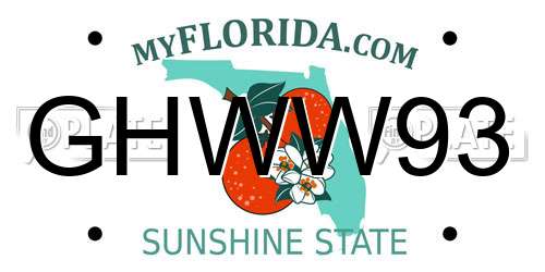 GHWW93 Florida License Plate