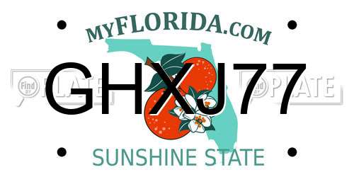 GHXJ77 Florida License Plate