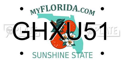 GHXU51 Florida License Plate