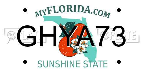GHYA73 Florida License Plate