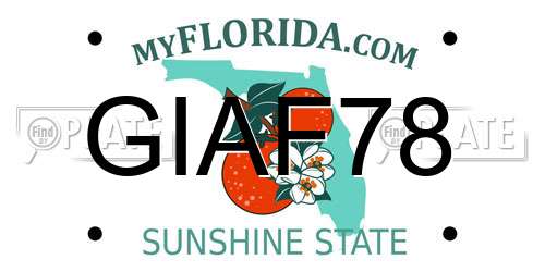 GIAF78 Florida License Plate