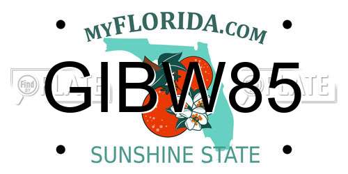 GIBW85 Florida License Plate