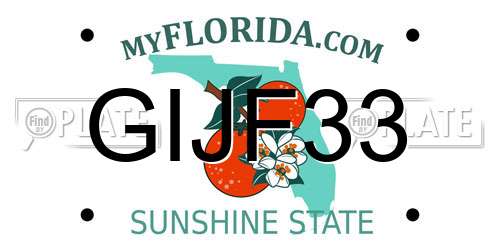 GIJF33 Florida License Plate