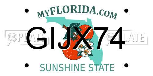 GIJX74 Florida License Plate