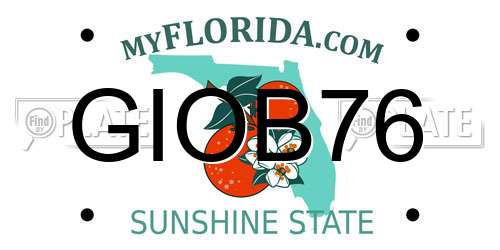 GIOB76 Florida License Plate