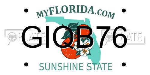GIQB76 Florida License Plate