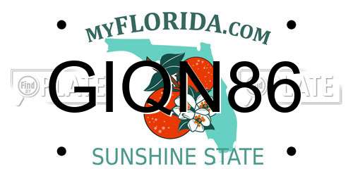 GIQN86 Florida License Plate