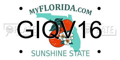 GIQV16 Florida License Plate