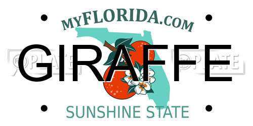 GIRAFFE Florida License Plate