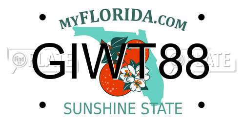 GIWT88 Florida License Plate