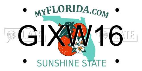GIXW16 Florida License Plate