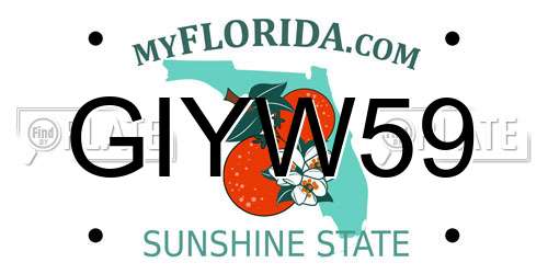 GIYW59 Florida License Plate