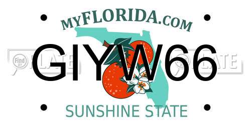 GIYW66 Florida License Plate