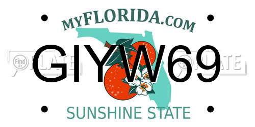 GIYW69 Florida License Plate