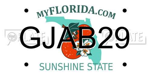 GJAB29 Florida License Plate