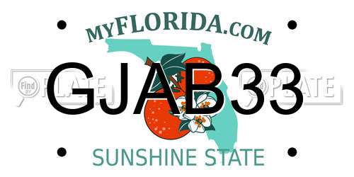 GJAB33 Florida License Plate