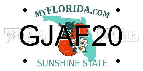 GJAF20 Florida License Plate