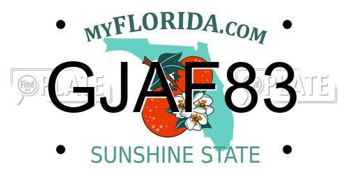 GJAF83 Florida License Plate
