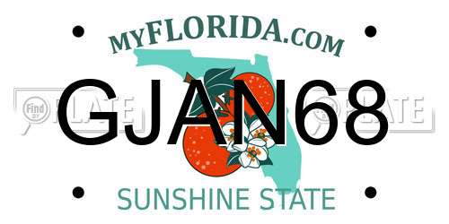 GJAN68 Florida License Plate