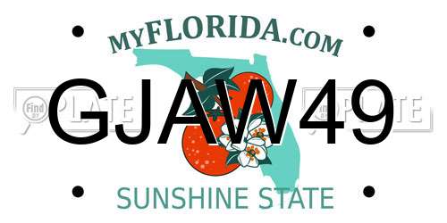 GJAW49 Florida License Plate