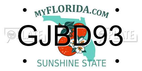 GJBD93 Florida License Plate