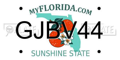 GJBV44 Florida License Plate