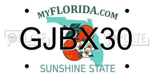 GJBX30 Florida License Plate
