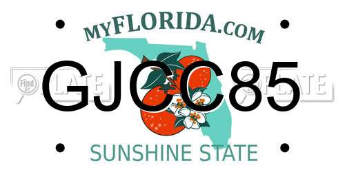 GJCC85 Florida License Plate