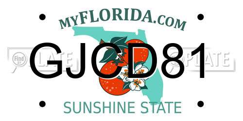 GJCD81 Florida License Plate