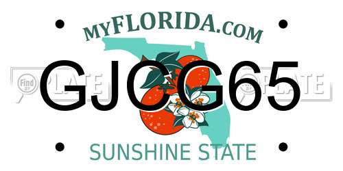 GJCG65 Florida License Plate