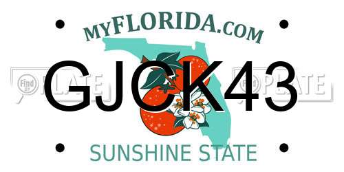 GJCK43 Florida License Plate