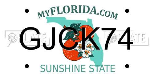 GJCK74 Florida License Plate