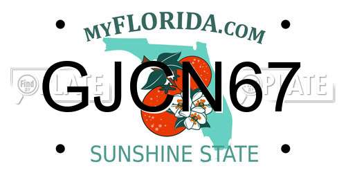 GJCN67 Florida License Plate