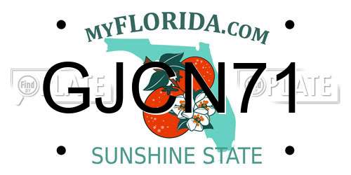 GJCN71 Florida License Plate