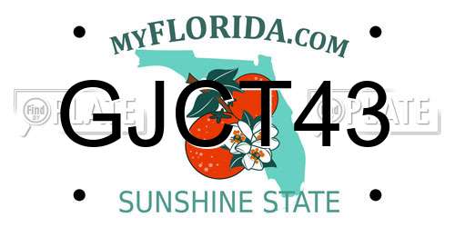 GJCT43 Florida License Plate
