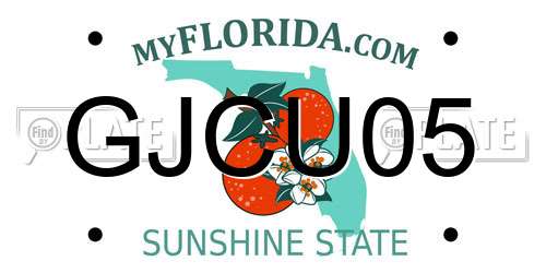 GJCU05 Florida License Plate