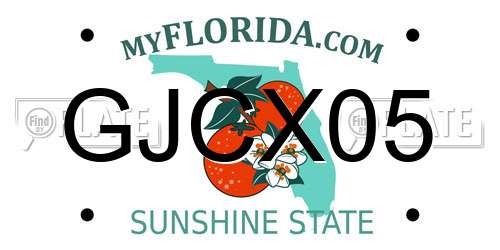 GJCX05 Florida License Plate